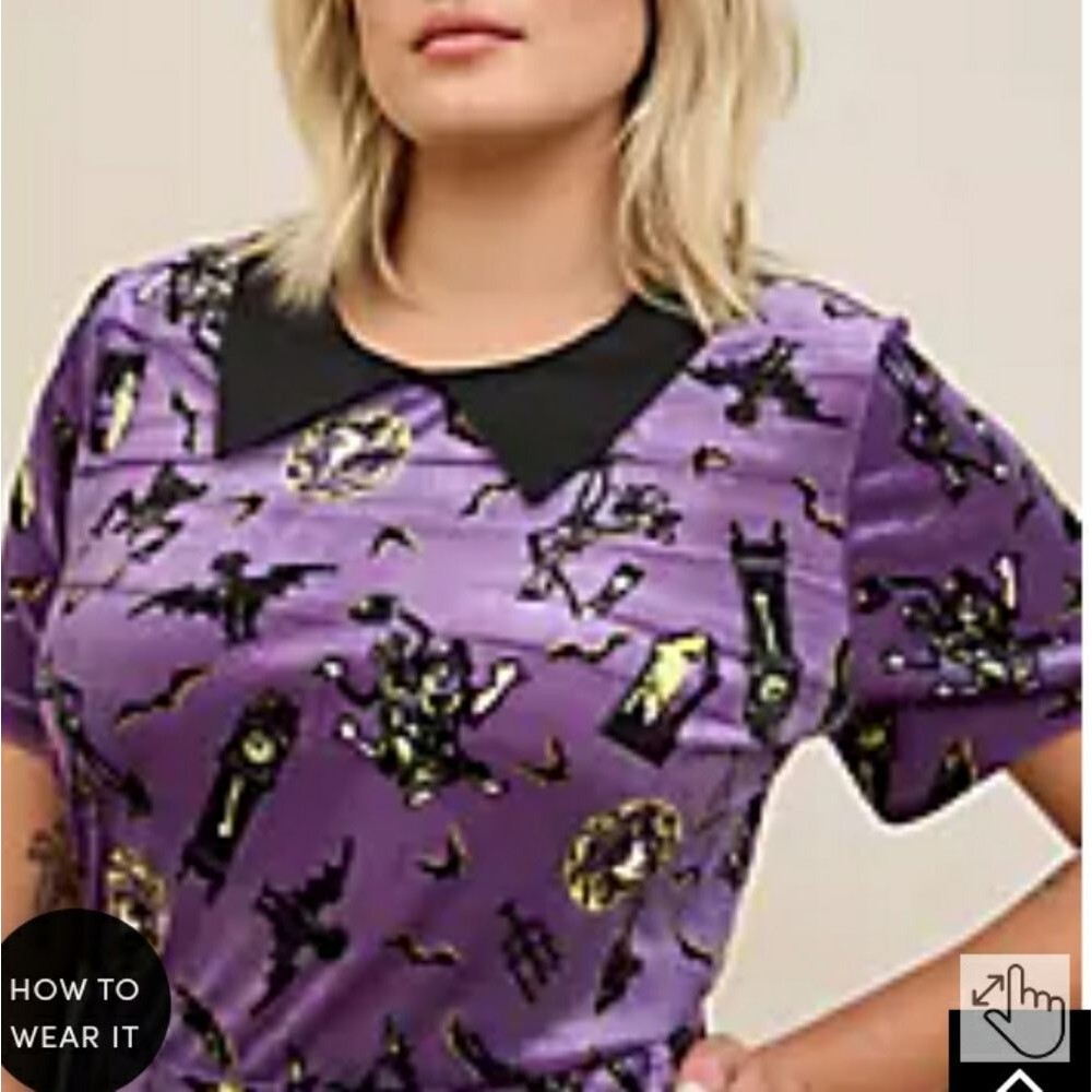 Torrid Disney Purple Velvet Haunted Mansion Halloween Dress 3X Plus Size - Picture 5 of 5